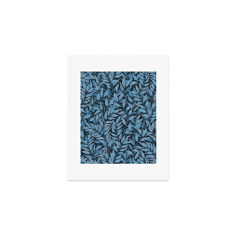Romantic Botanica - Foliage in Dark Blue Art Print Gallery Image 1