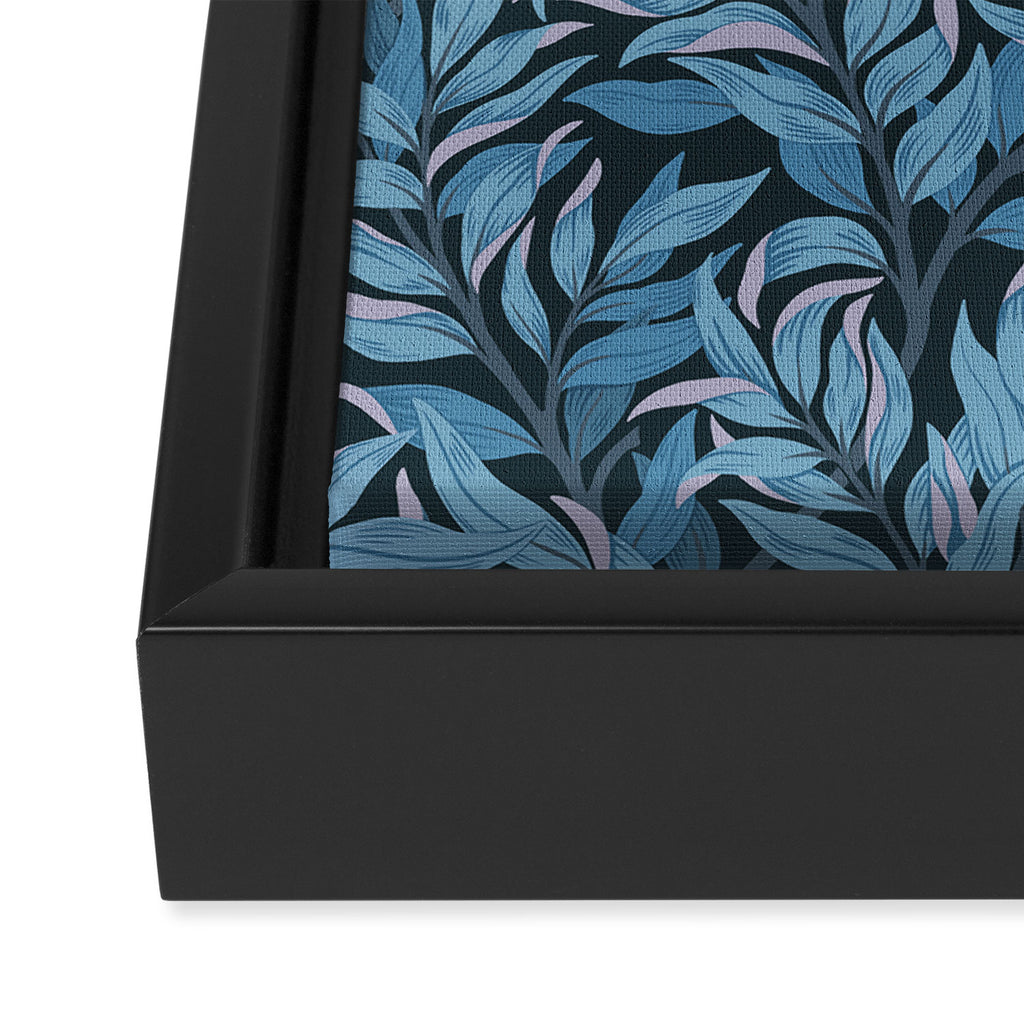 Romantic Botanica - Foliage in Dark Blue Framed Canvas Print Gallery Image 3