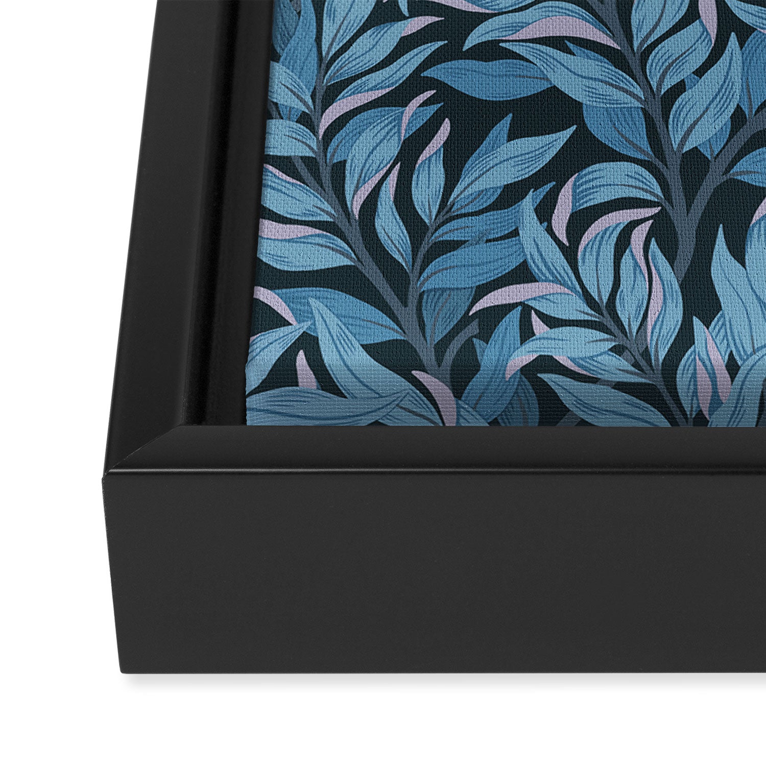 Romantic Botanica - Foliage in Dark Blue Framed Canvas Print Gallery Image 3