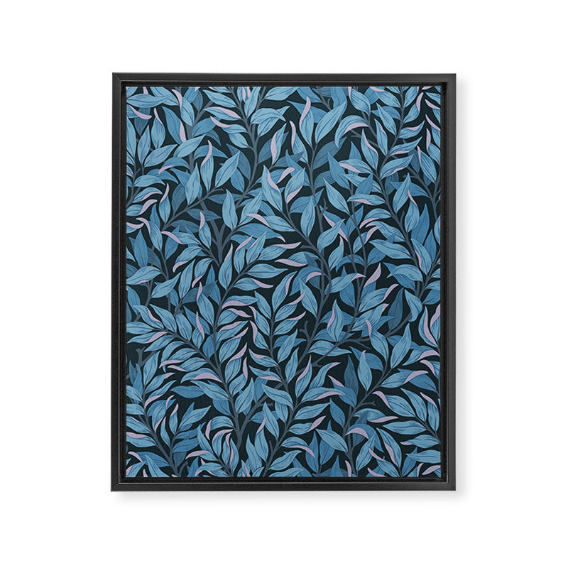 Romantic Botanica - Foliage in Dark Blue Framed Canvas Print Gallery Image 6