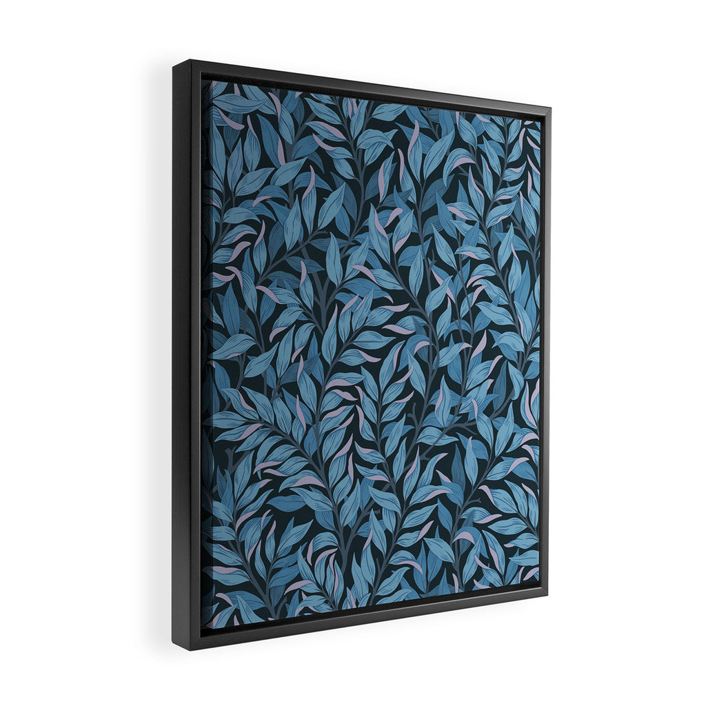 Romantic Botanica - Foliage in Dark Blue Framed Canvas Print Gallery Image 2