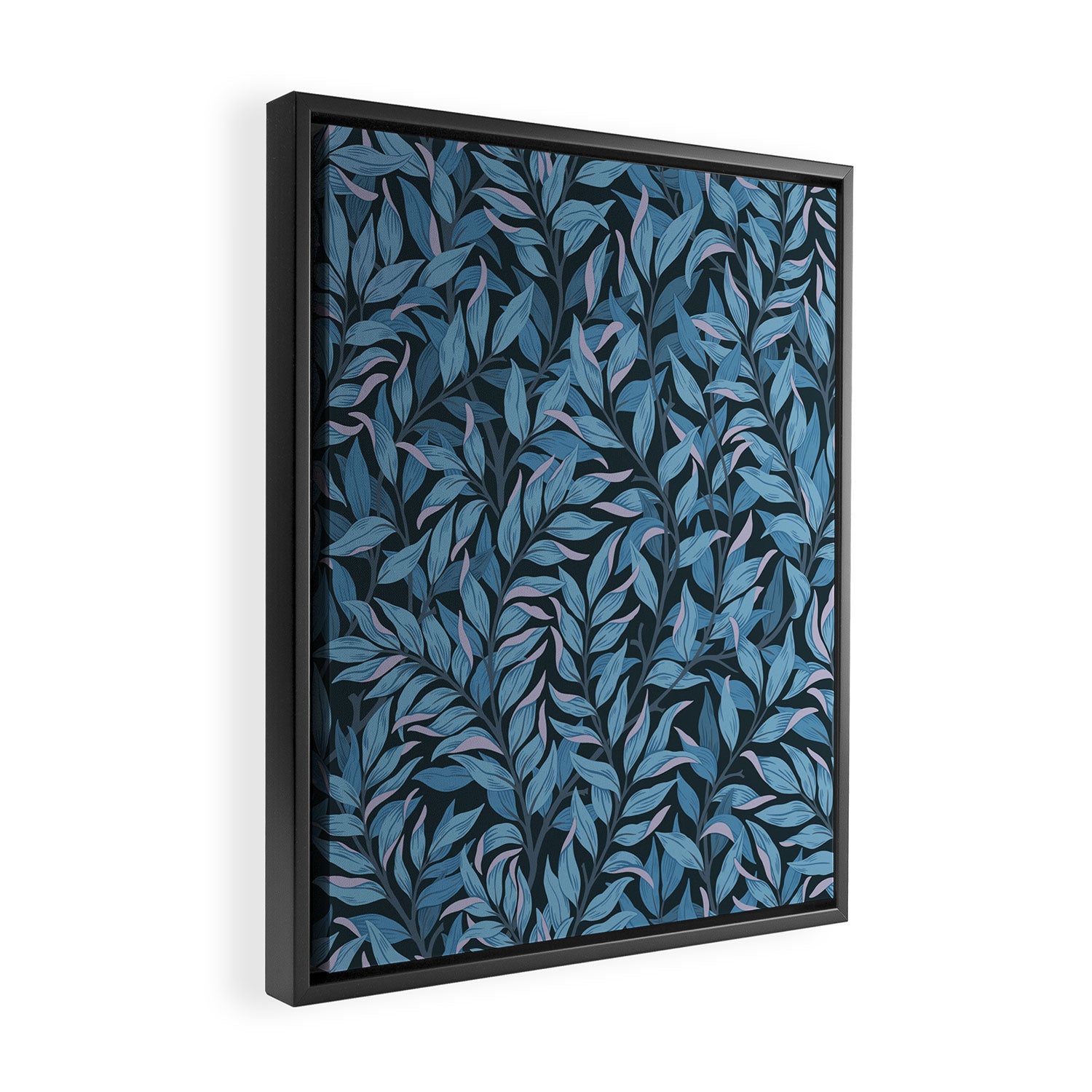 Romantic Botanica - Foliage in Dark Blue Framed Canvas Print Gallery Image 2