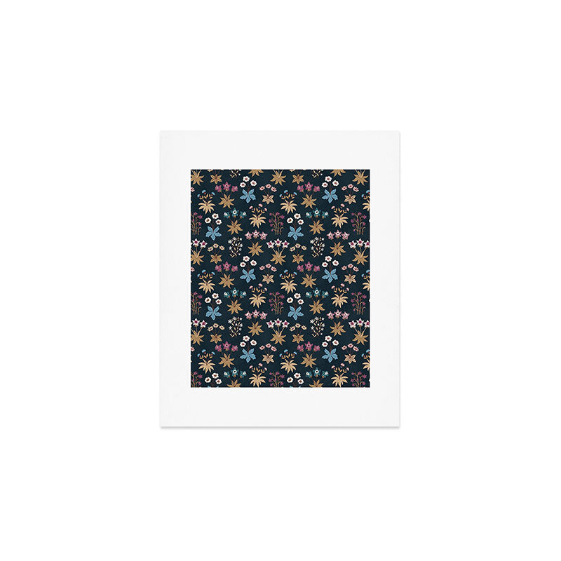 Romantic Botanica - Tapestry Bouquet in Navy Art Print Gallery Image 1