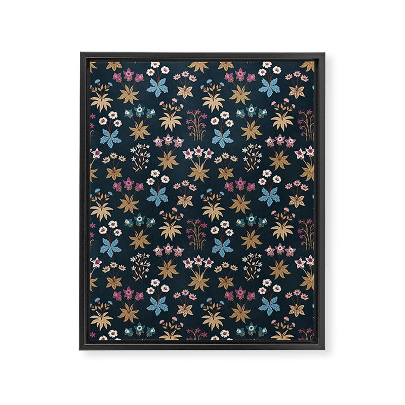 Romantic Botanica - Tapestry Bouquet in Navy Framed Canvas Print Gallery Image 6