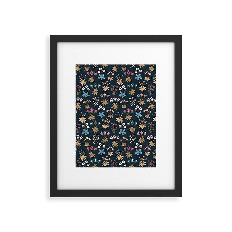 Romantic Botanica - Tapestry Bouquet in Navy Framed Art Print Gallery Image 5