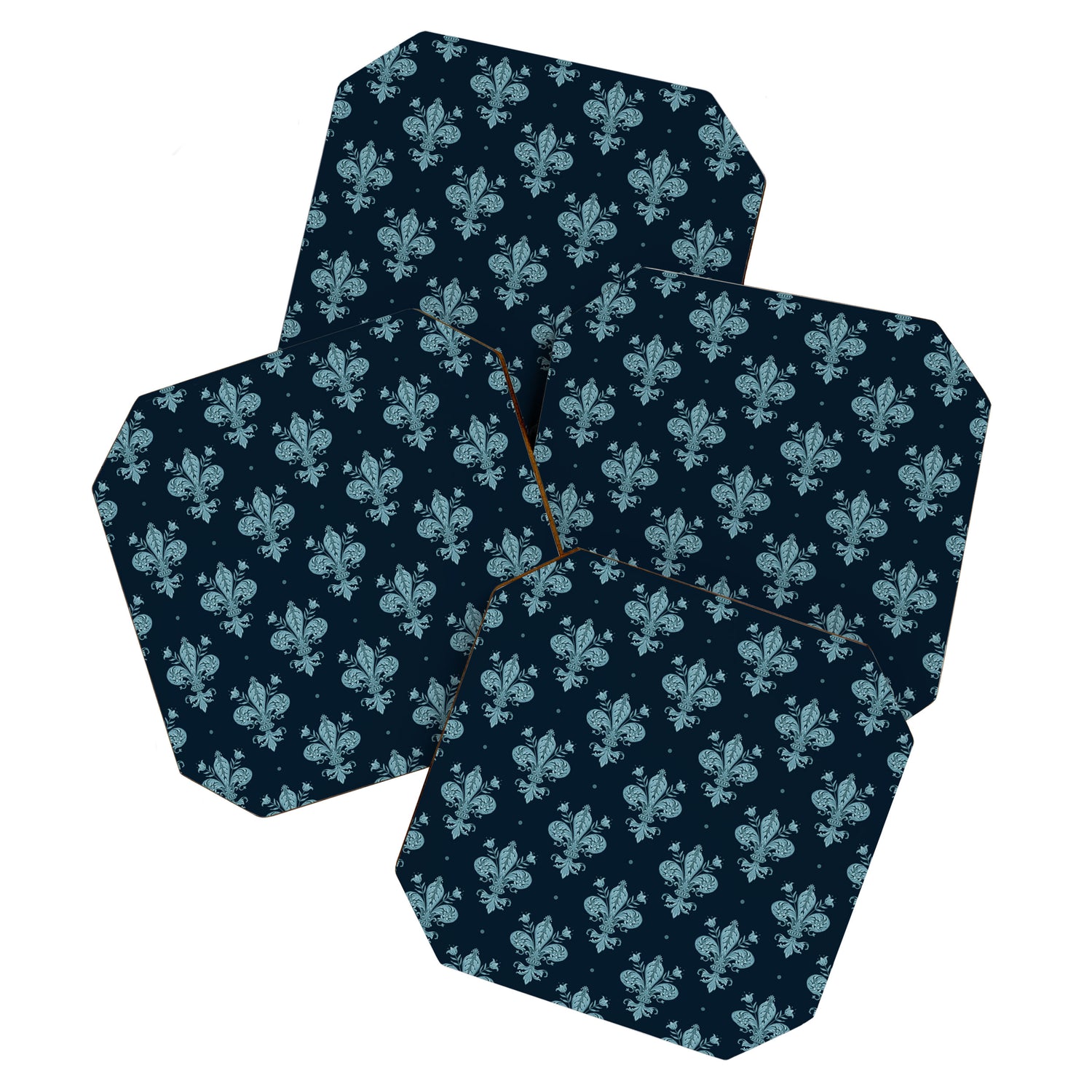 Royal Fleur De Lis In Navy Coaster Gallery Image 1
