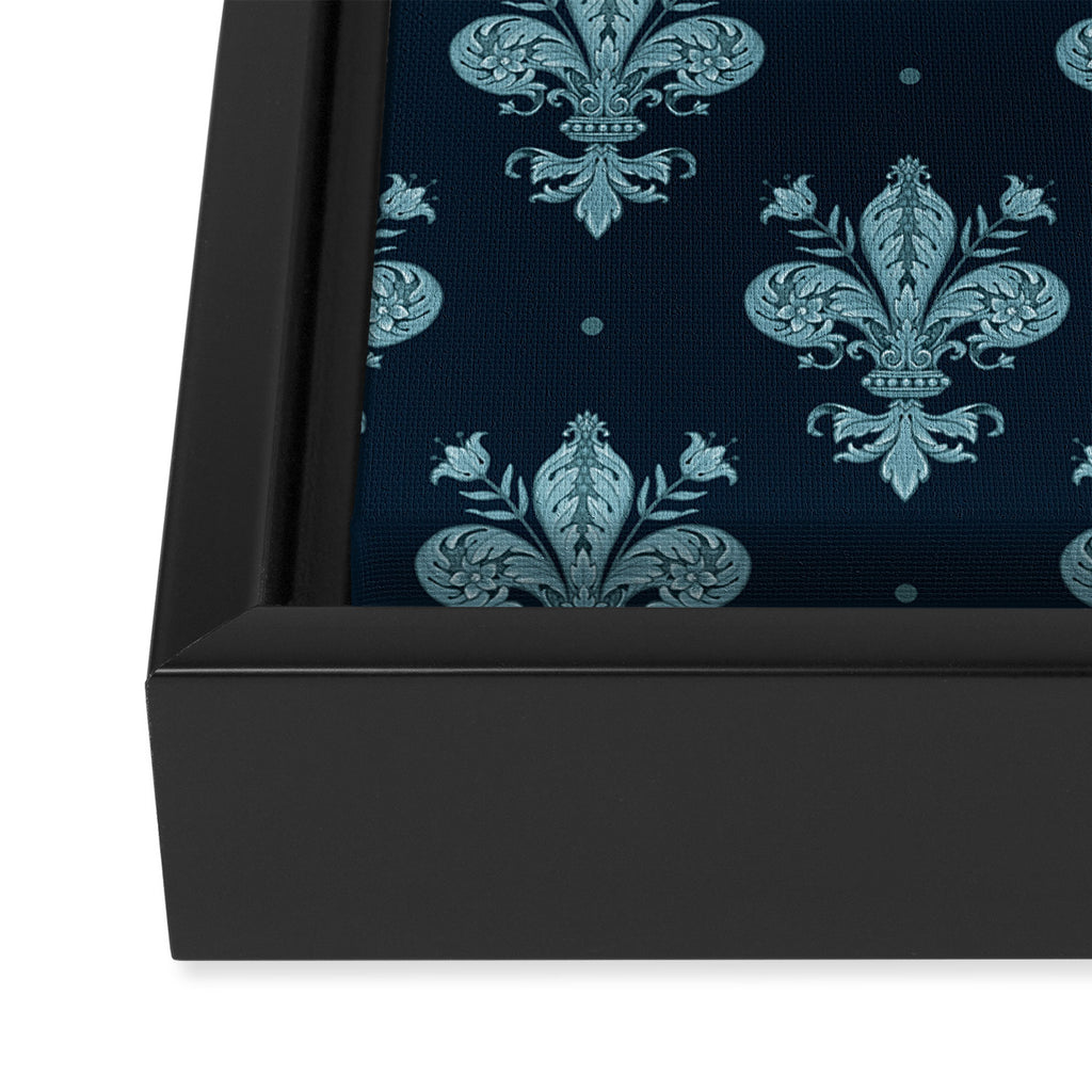 Royal Fleur De Lis In Navy Framed Canvas Print Gallery Image 3