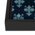 Royal Fleur De Lis In Navy Framed Canvas Print Gallery Image 3