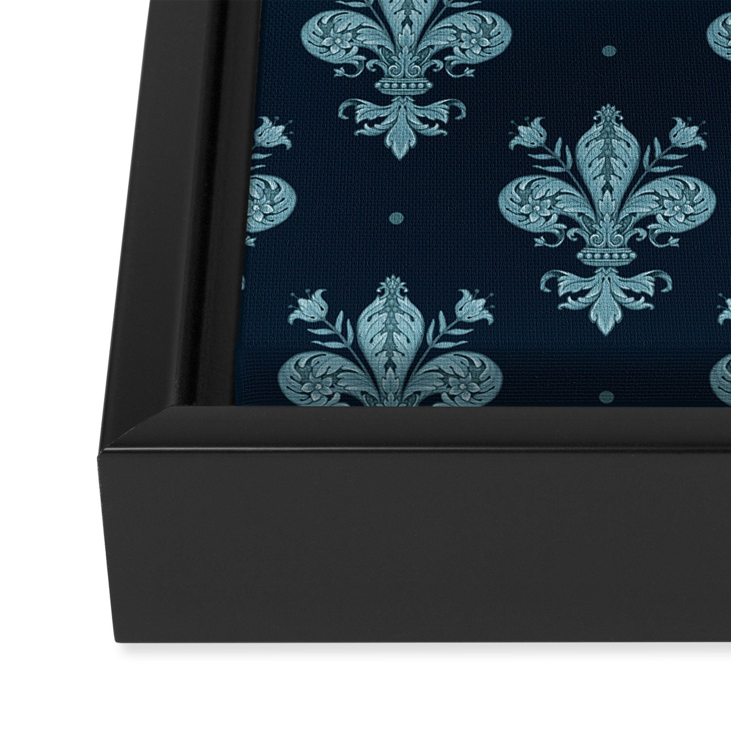 Royal Fleur De Lis In Navy Framed Canvas Print Gallery Image 3
