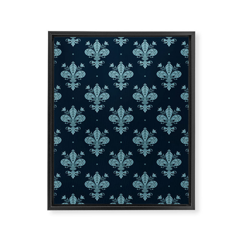 Royal Fleur De Lis In Navy Framed Canvas Print Gallery Image 8