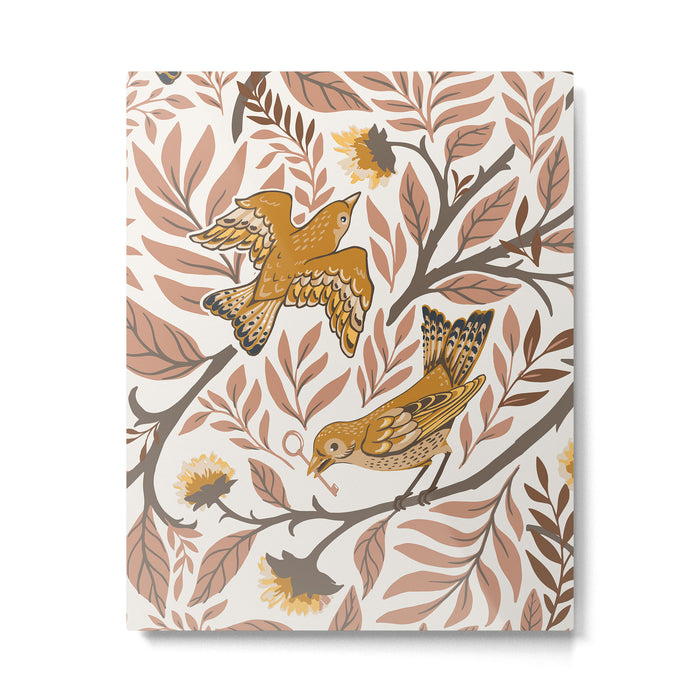 Secret Garden Birds - Neutral  Metal Print Gallery Image 1