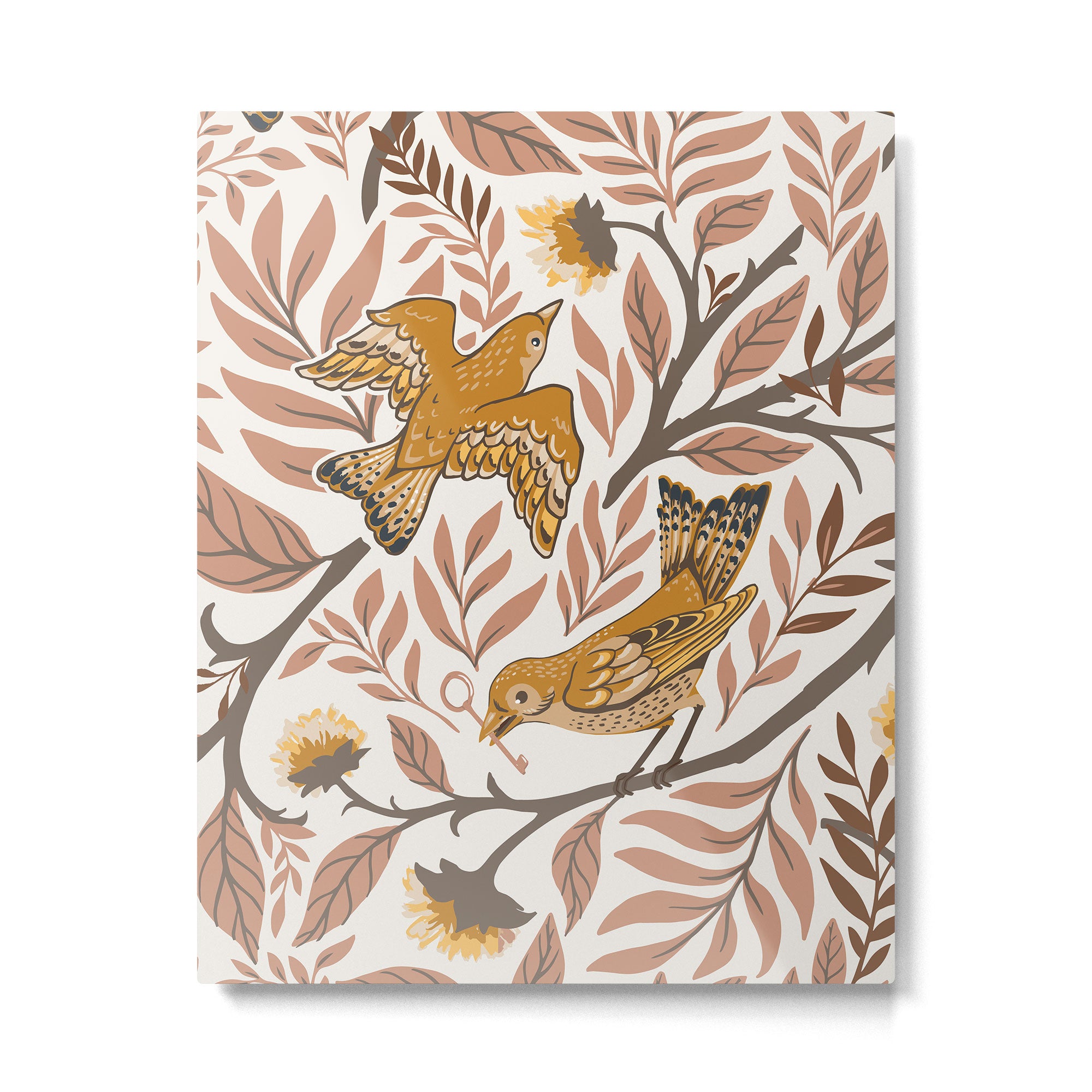 Secret Garden Birds - Neutral  Metal Print Gallery Image 4