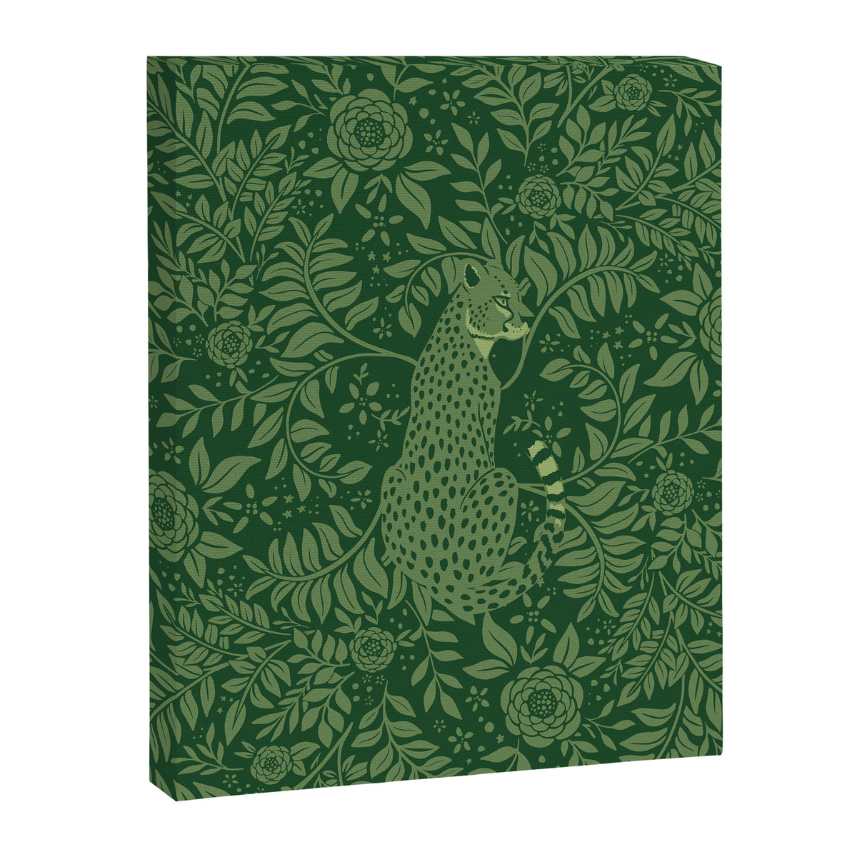 Spring Cheetah Pattern - Forest Green Canvas Print Gallery Image 6