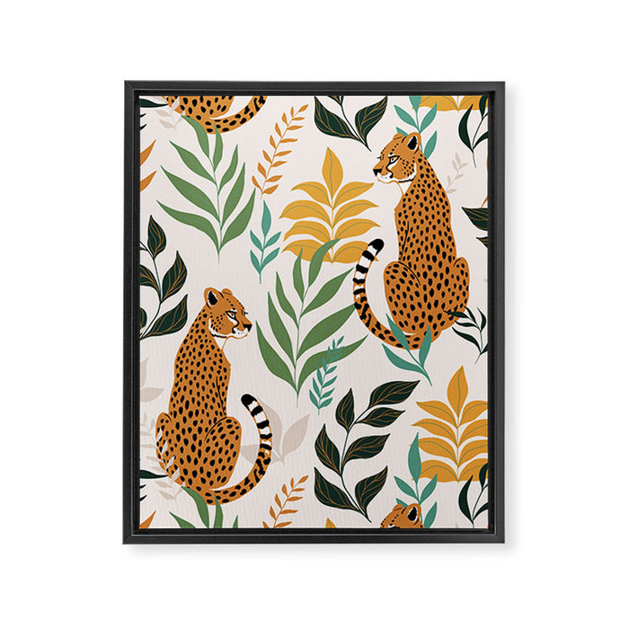 Spring Cheetah Pattern I - Green and Yellow Framed Canvas Print Gallery Image 1
