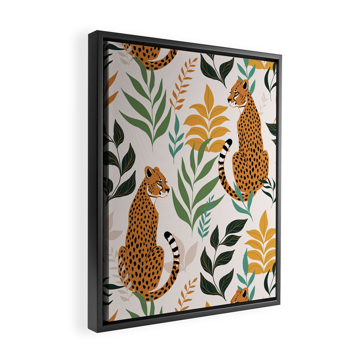 Spring Cheetah Pattern I - Green and Yellow Framed Canvas Print Gallery Image 2