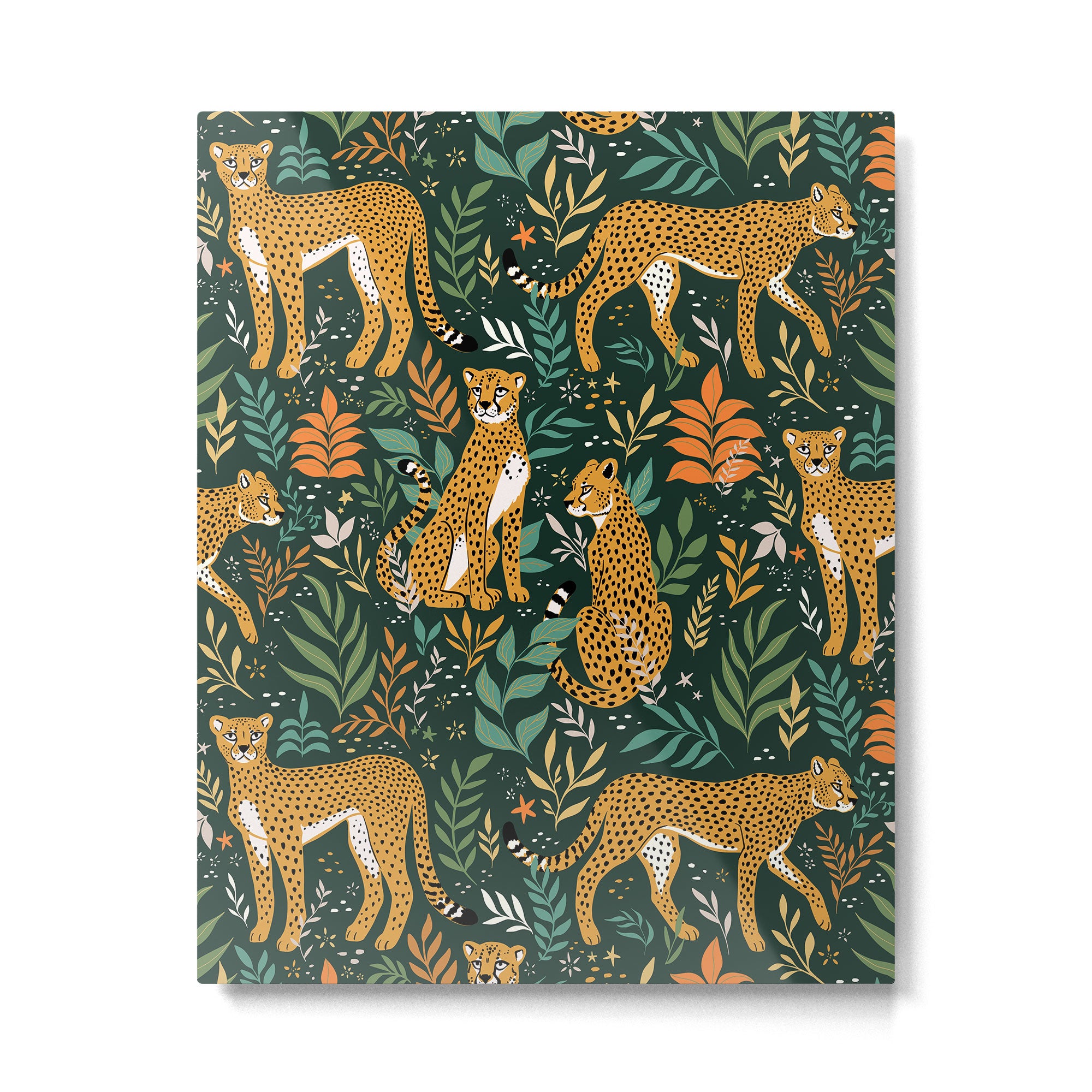 Spring Cheetah Pattern II - Lush Green Metal Print Gallery Image 4
