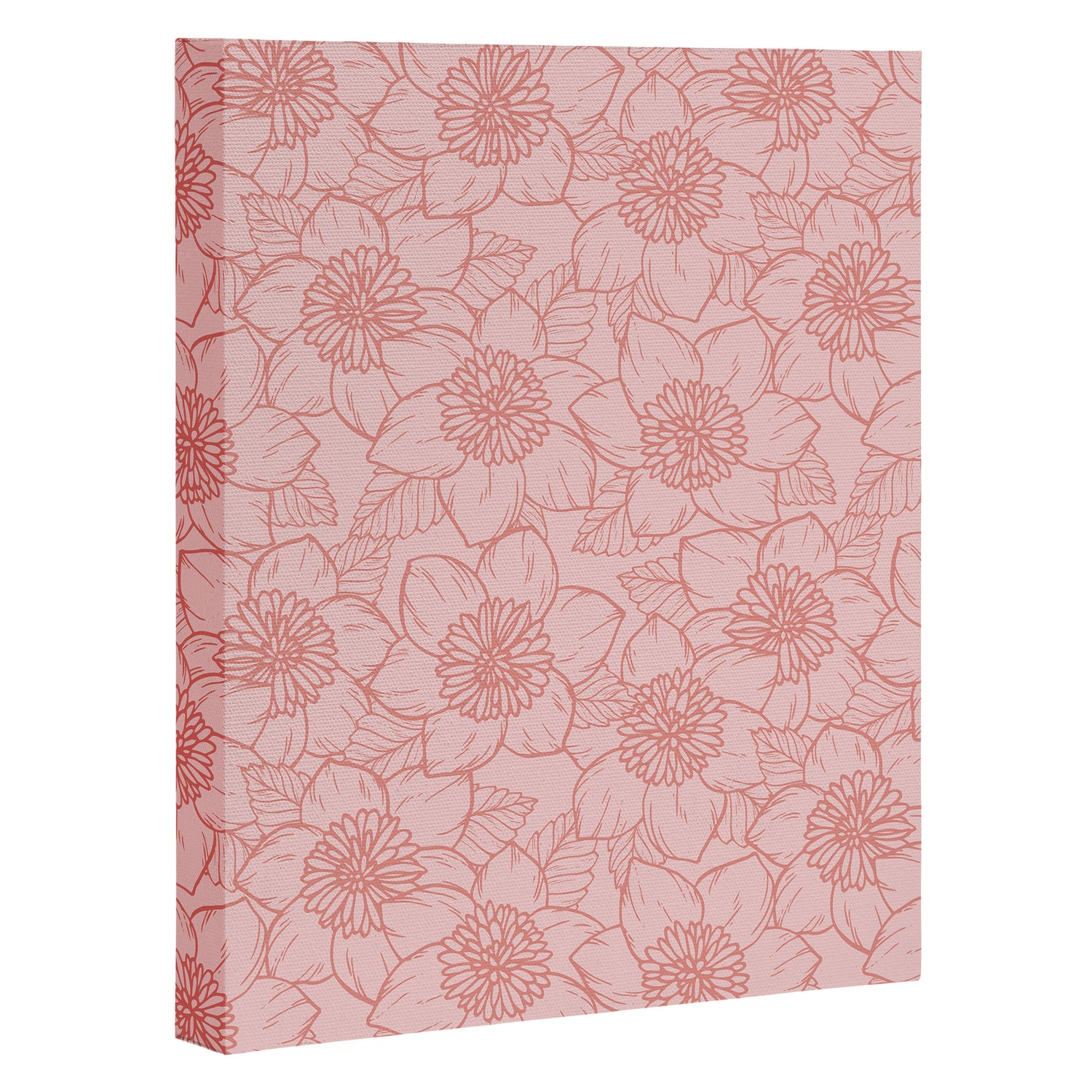 Spring Garden Flower Lineart - Pink Canvas Print Gallery Image 3