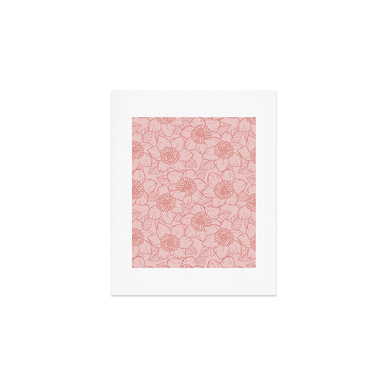 Spring Garden Flower Lineart - Pink Art Print Gallery Image 1