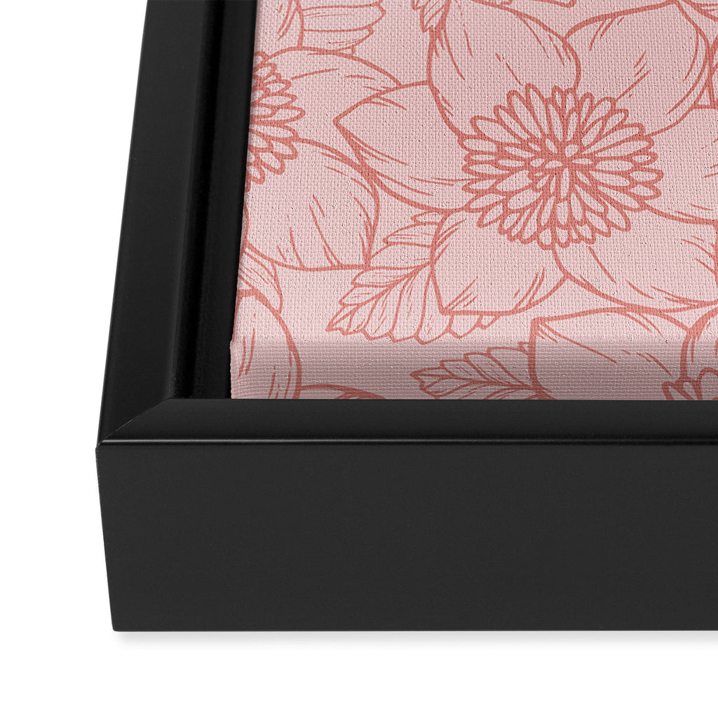 Spring Garden Flower Lineart - Pink Framed Canvas Print Gallery Image 3