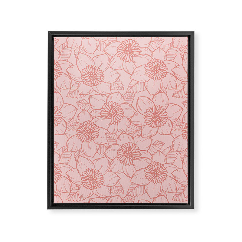 Spring Garden Flower Lineart - Pink Framed Canvas Print Gallery Image 8