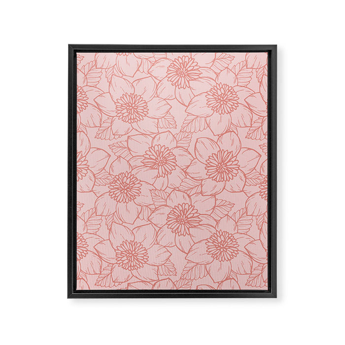 Spring Garden Flower Lineart - Pink Framed Canvas Print Gallery Image 1