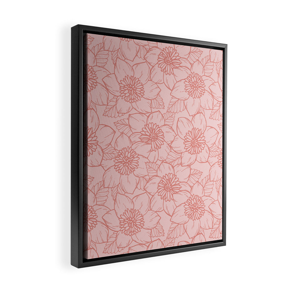 Spring Garden Flower Lineart - Pink Framed Canvas Print Gallery Image 2