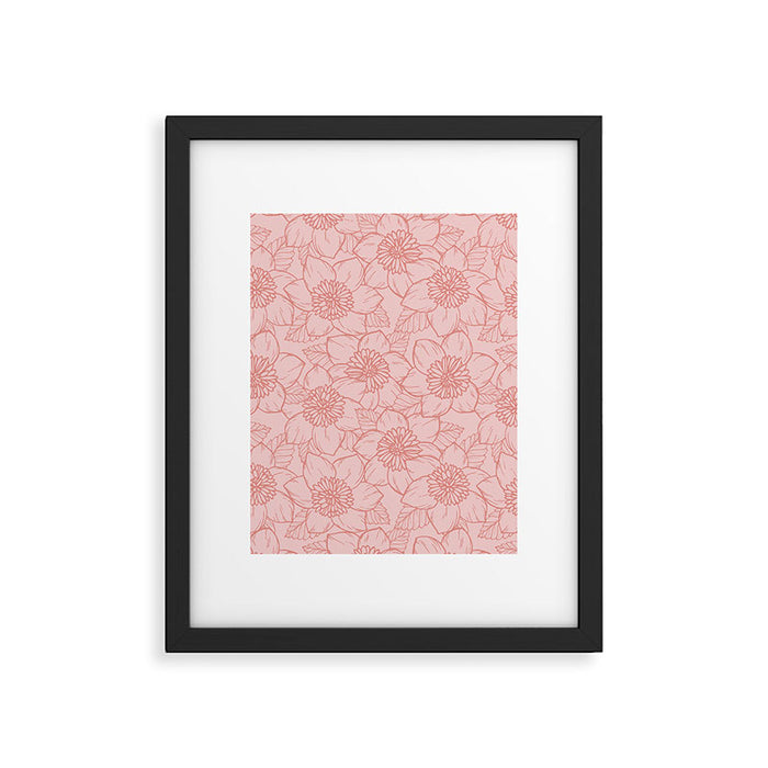 Spring Garden Flower Lineart - Pink Framed Art Print Gallery Image 1