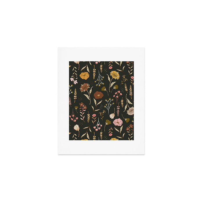 Spring Garden Flower Collection - Charcoal Black Art Print Gallery Image 1