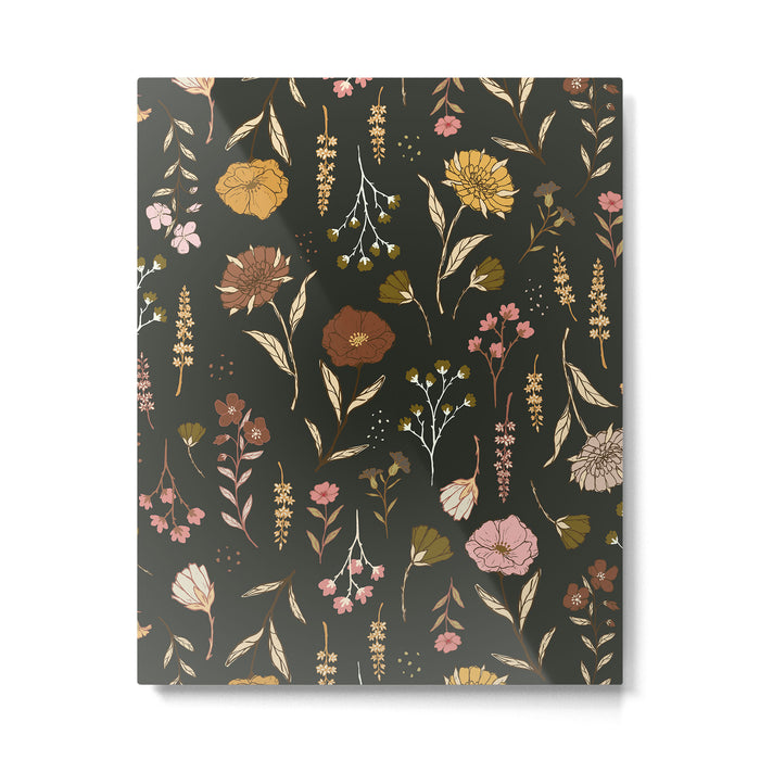 Spring Garden Flower Collection - Charcoal Black Metal Print Gallery Image 1