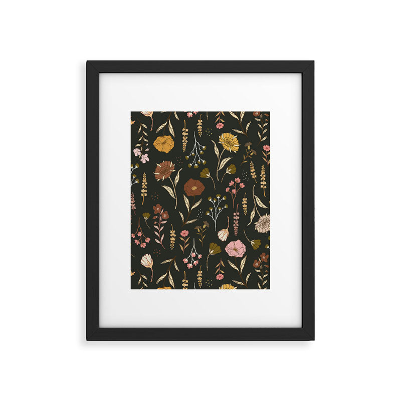 Spring Garden Flower Collection - Charcoal Black Framed Art Print Gallery Image 6