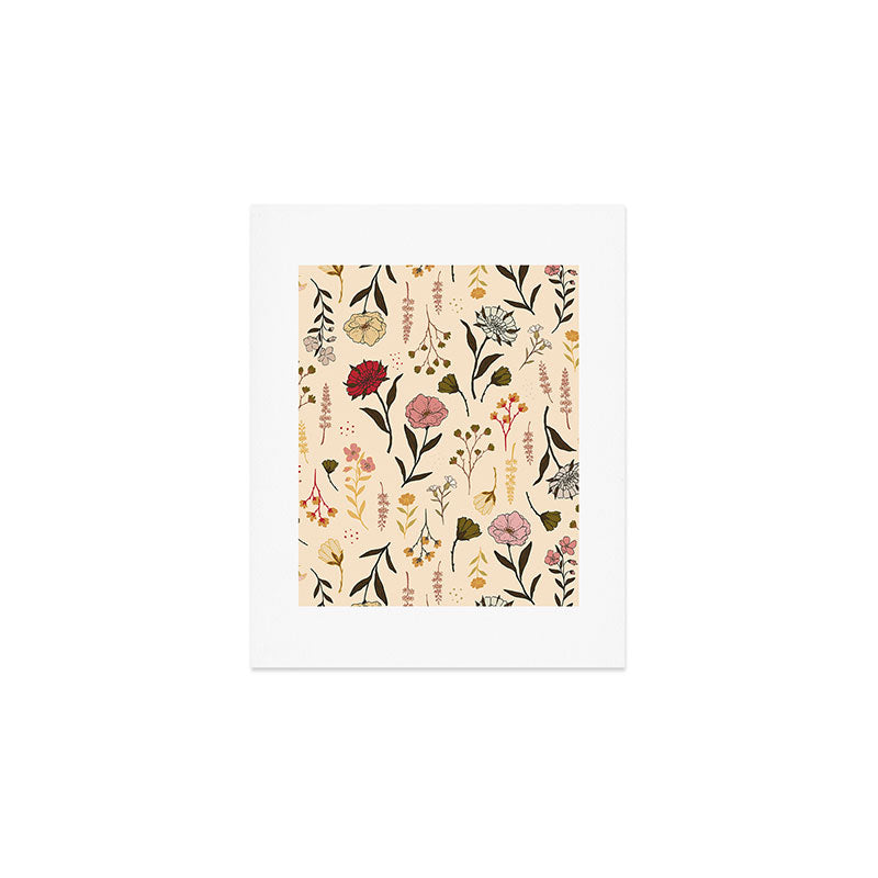 Spring Garden Flower Collection - Cream Art Print Gallery Image 1