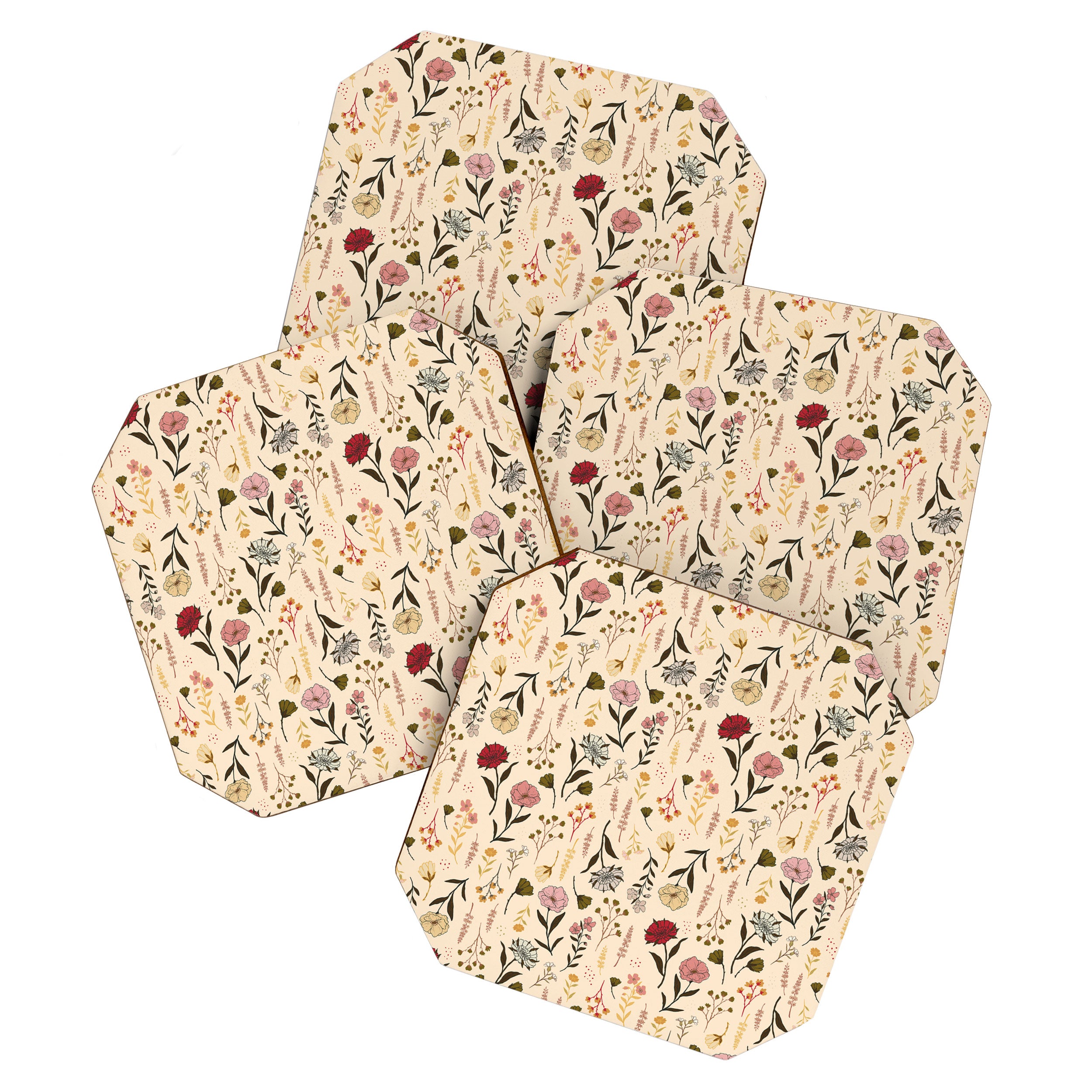 Spring Garden Flower Collection - Cream Coaster Gallery Image 1