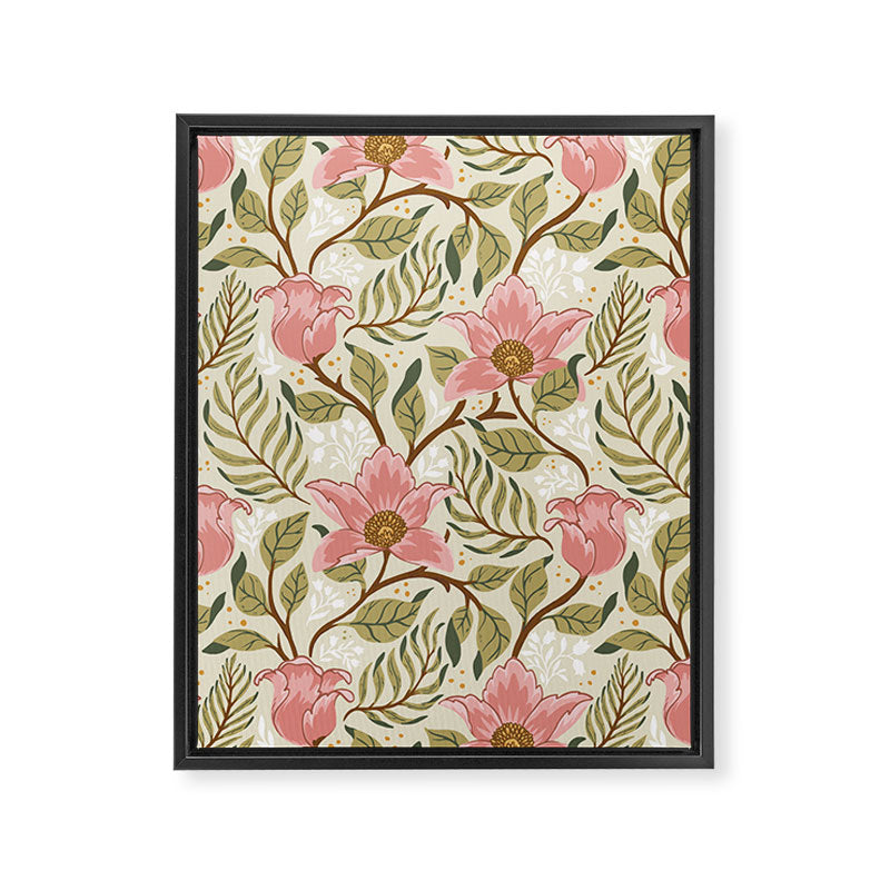 Spring Garden Flowers - Pink and Green Framed Canvas Print Gallery Image 8