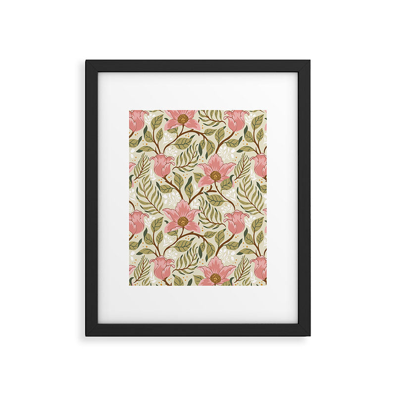 Spring Garden Flowers - Pink and Green Framed Art Print Gallery Image 6