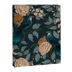 Spring Song - Dark Teal Birds and Floral Print Canvas Print Gallery Image 3