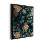 Spring Song - Dark Teal Birds and Floral Print Framed Canvas Print Gallery Image 2