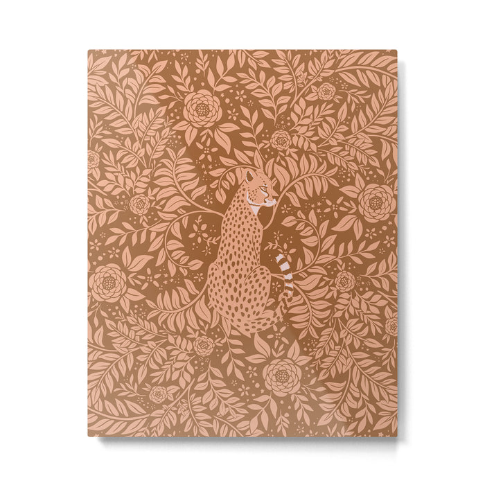 Summer Cheetah Floral Pattern - Fawn Brown Metal Print Gallery Image 1