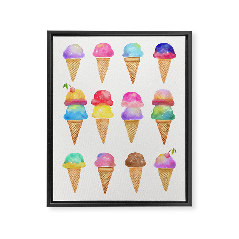 Summer Ice Cream Cones Framed Canvas Print Gallery Image 6