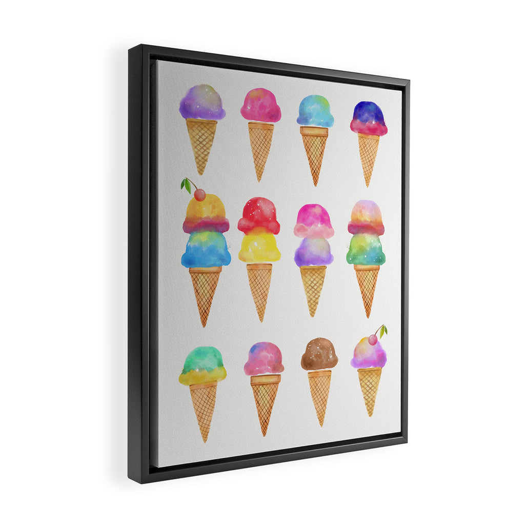 Summer Ice Cream Cones Framed Canvas Print Gallery Image 2
