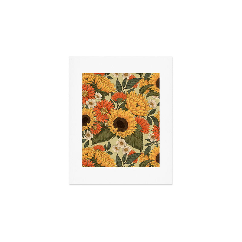 Sunflowers - Tranquill Green Art Print Gallery Image 1
