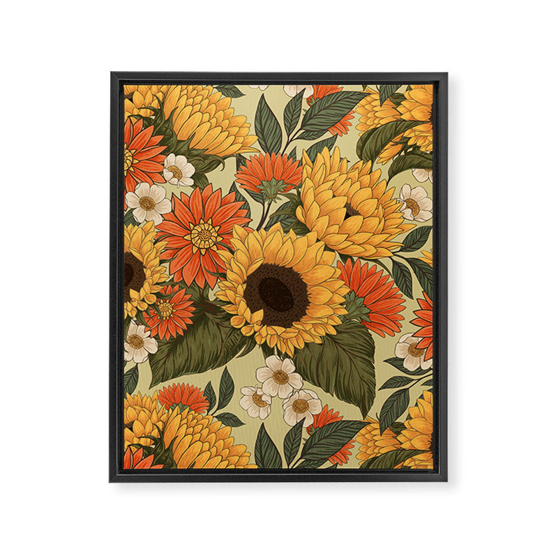 Sunflowers - Tranquill Green Framed Canvas Print Gallery Image 6