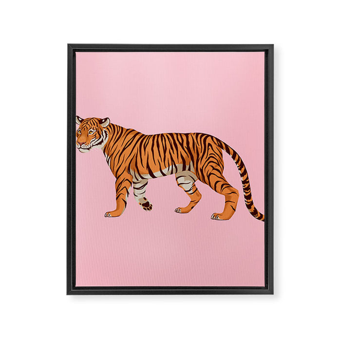 Tiger - Pink Framed Canvas Print Gallery Image 1