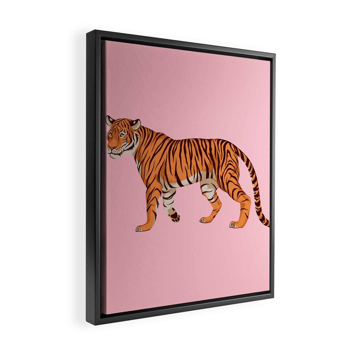 Tiger - Pink Framed Canvas Print Gallery Image 2