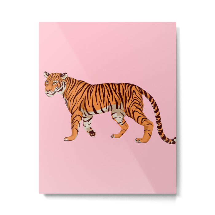 Tiger - Pink Metal Print Gallery Image 1