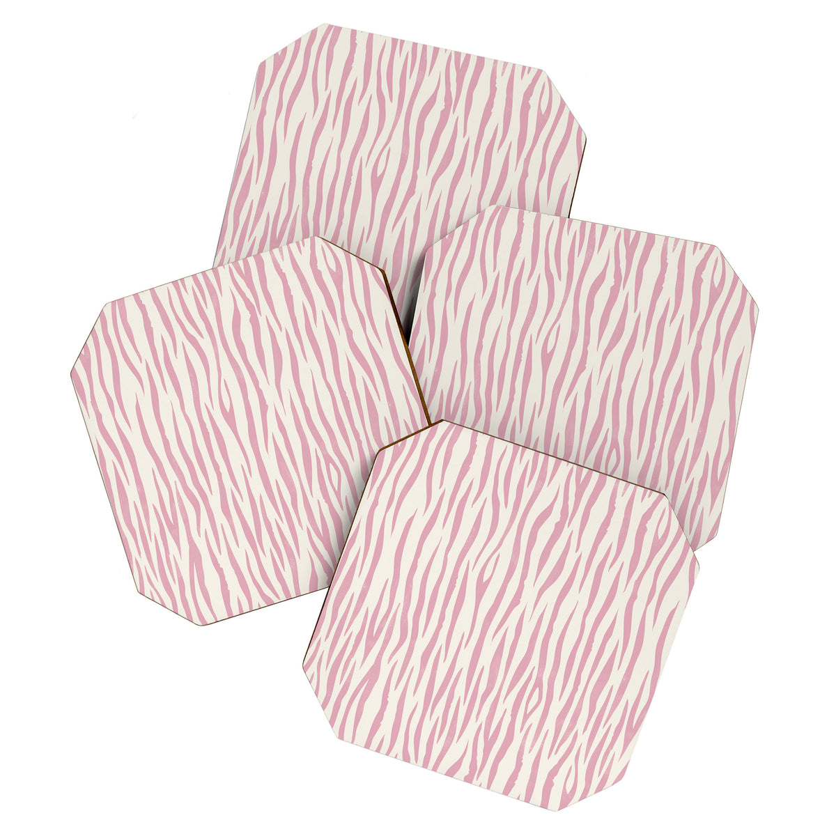 Tiger Stripes In Pink and Cream Coaster Gallery Image 1