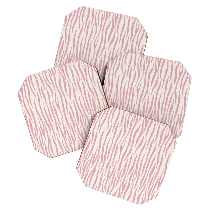 Tiger Stripes In Pink and Cream Coaster Gallery Image 1