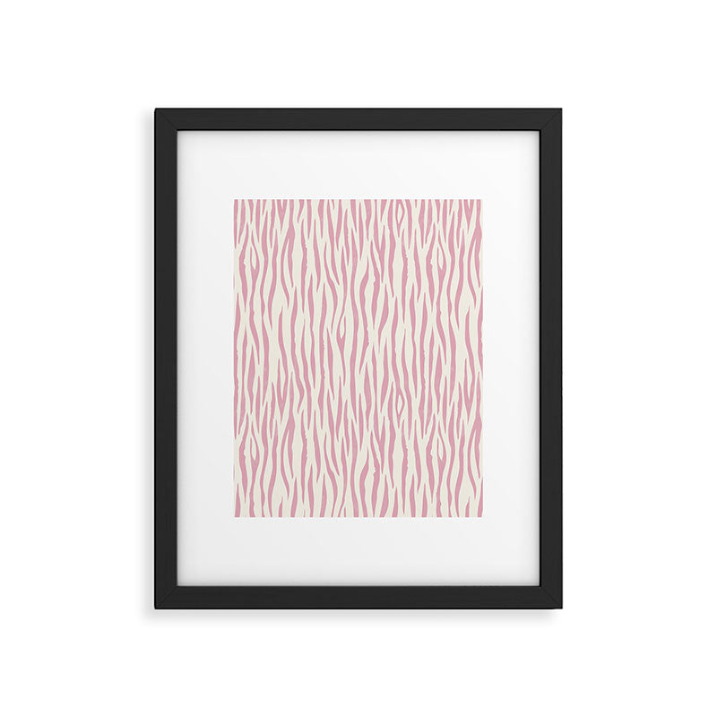 Tiger Stripes In Pink and Cream Framed Art Print Gallery Image 5
