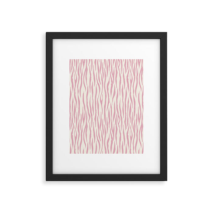 Tiger Stripes In Pink and Cream Framed Art Print Gallery Image 1