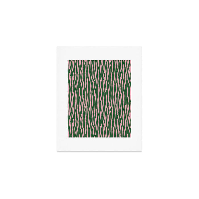 Tiger Stripes In Pink And Green Art Print Gallery Image 1