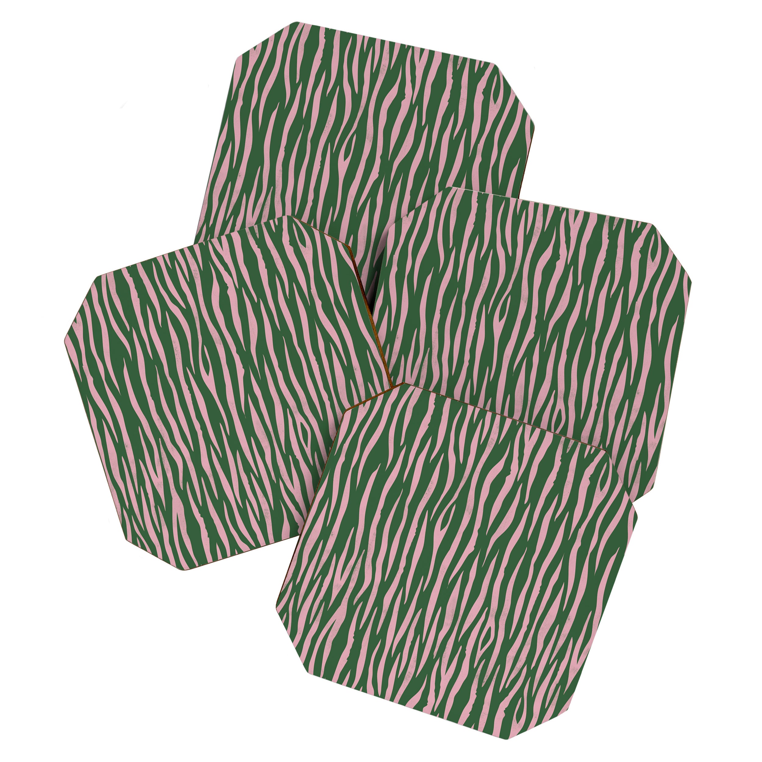 Tiger Stripes In Pink And Green Coaster Gallery Image 1